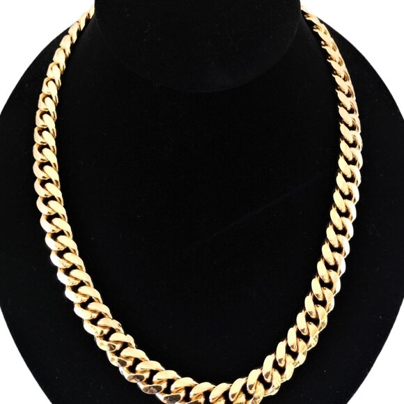 Cuban Link 925 Silver, Yellow Gold Plated Necklace - Picture 4 of 5